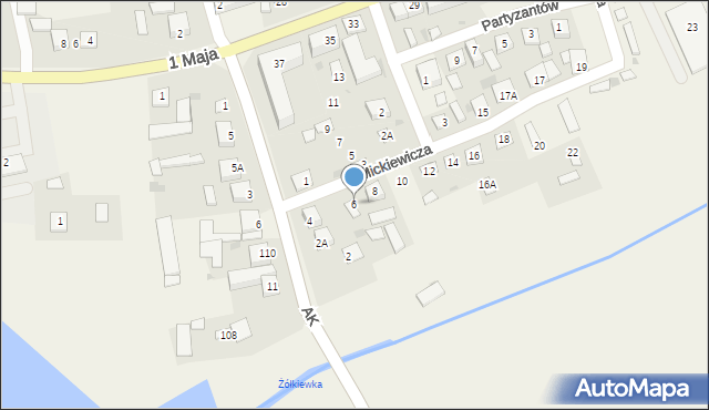 Żółkiewka-Osada, Mickiewicza Adama, 6, mapa Żółkiewka-Osada