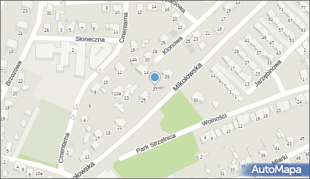 Żory, Mikołowska, 27, mapa Żor