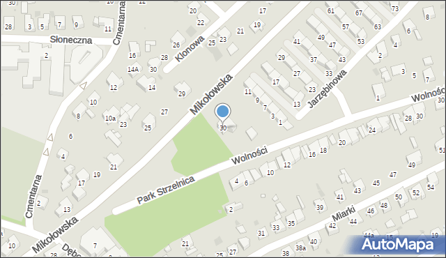 Żory, Mikołowska, 30, mapa Żor