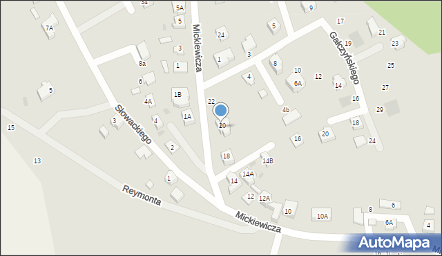 Żukowo, Mickiewicza Adama, 20A, mapa Żukowo