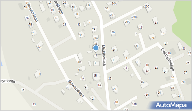 Żukowo, Mickiewicza Adama, 3, mapa Żukowo