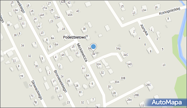 Żukowo, Mickiewicza Adama, 34, mapa Żukowo