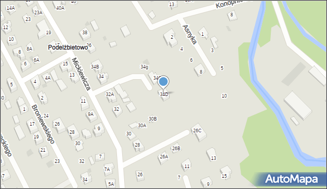 Żukowo, Mickiewicza Adama, 34D, mapa Żukowo