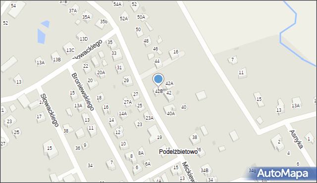 Żukowo, Mickiewicza Adama, 42B, mapa Żukowo