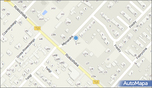 Andrespol, Młynarska, 1, mapa Andrespol