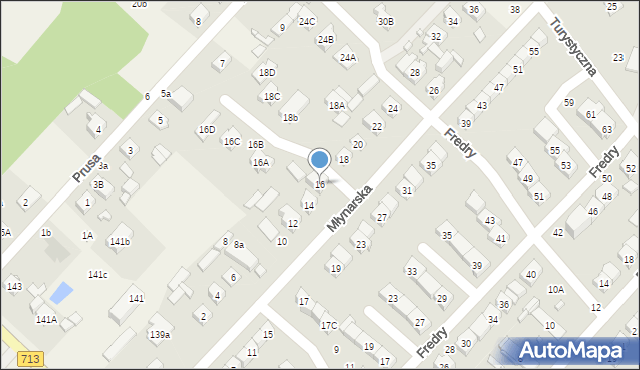 Andrespol, Młynarska, 16, mapa Andrespol