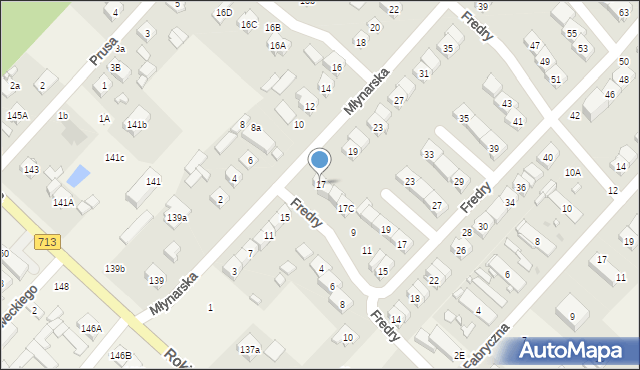 Andrespol, Młynarska, 17, mapa Andrespol