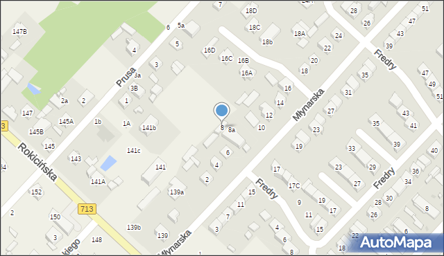 Andrespol, Młynarska, 8, mapa Andrespol