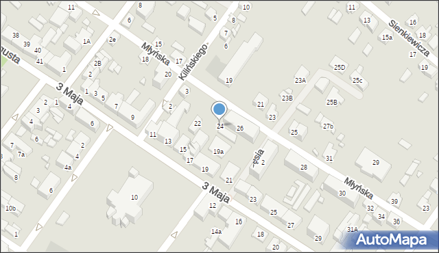 Augustów, Młyńska, 24, mapa Augustów