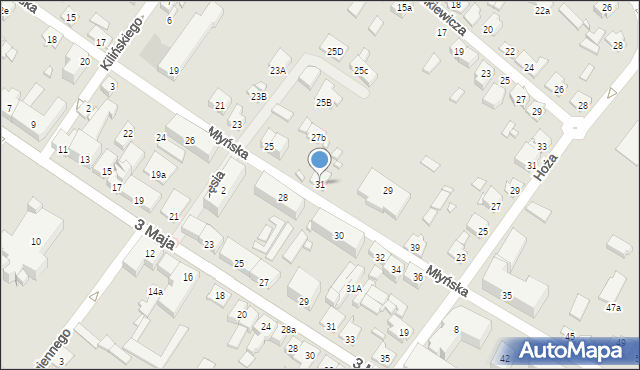 Augustów, Młyńska, 31, mapa Augustów