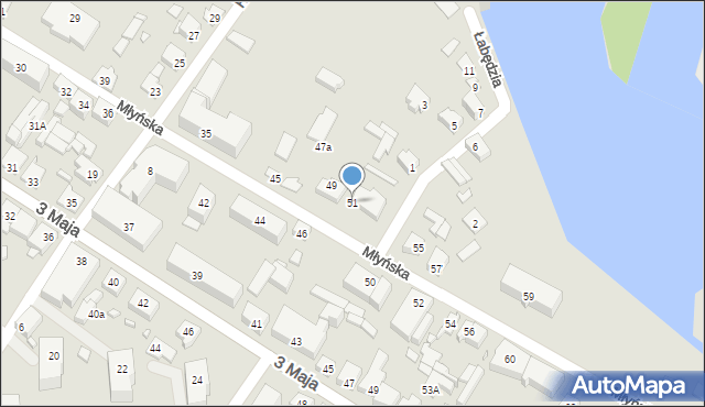 Augustów, Młyńska, 51, mapa Augustów