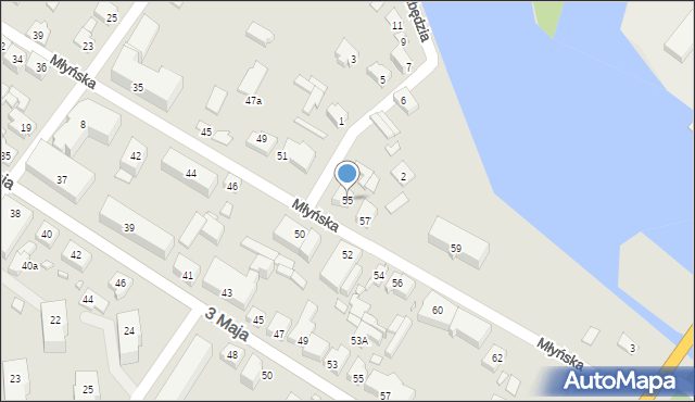 Augustów, Młyńska, 55, mapa Augustów