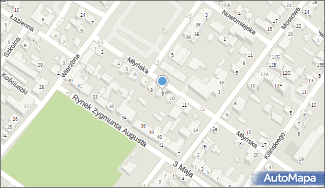 Augustów, Młyńska, 9, mapa Augustów