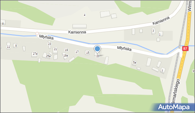 Barcice, Młyńska, 13, mapa Barcice