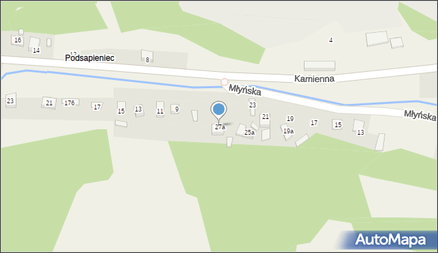 Barcice, Młyńska, 27a, mapa Barcice