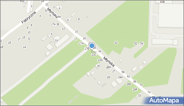 Biała Podlaska, Młyńska, 23A, mapa Białej Podlaskiej