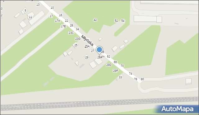 Biała Podlaska, Młyńska, 29A, mapa Białej Podlaskiej