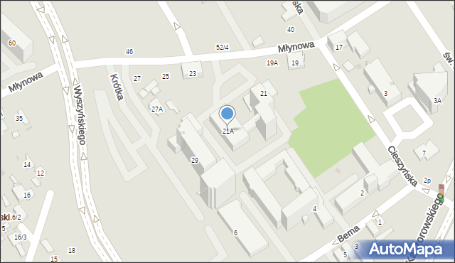 Białystok, Młynowa, 21A, mapa Białegostoku