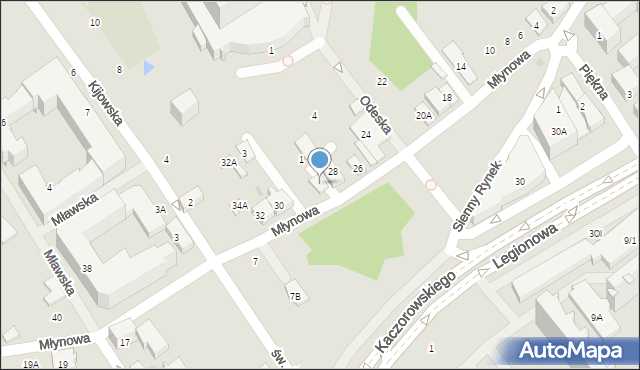Białystok, Młynowa, 28A, mapa Białegostoku