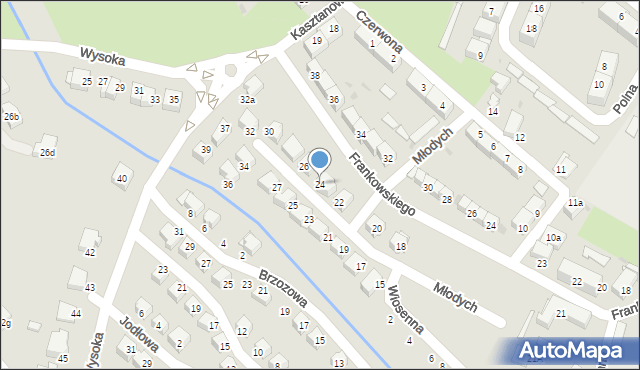 Bielawa, Młodych, 24, mapa Bielawa