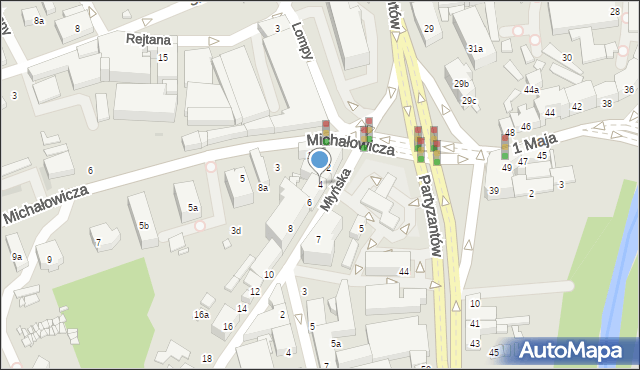 Bielsko-Biała, Młyńska, 4, mapa Bielsko-Białej