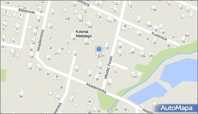 Bielsko-Biała, Młodej Polski, 20, mapa Bielsko-Białej