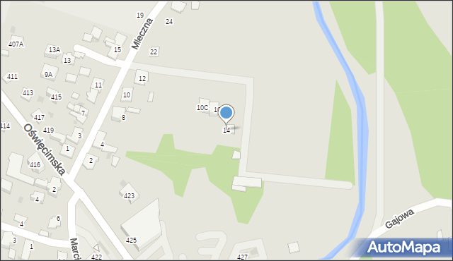 Bieruń, Mleczna, 14, mapa Bieruń