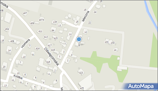 Bieruń, Mleczna, 8, mapa Bieruń