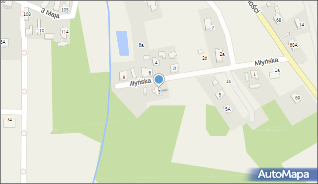 Boronów, Młyńska, 3, mapa Boronów