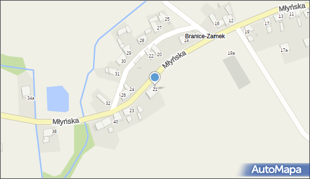 Branice, Młyńska, 21, mapa Branice