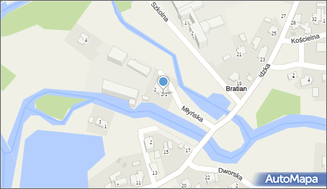 Bratian, Młyńska, 2/3, mapa Bratian