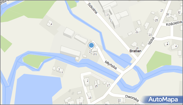 Bratian, Młyńska, 2/6, mapa Bratian
