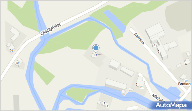 Bratian, Młyńska, 4, mapa Bratian