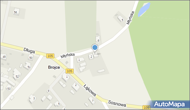 Brojce, Młyńska, 2A, mapa Brojce