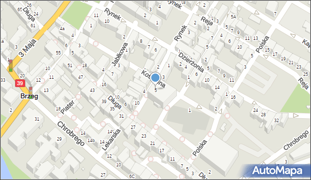 Brzeg, Mleczna, 5, mapa Brzeg