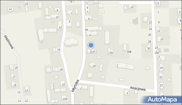 Brzezia Łąka, Młyńska, 13, mapa Brzezia Łąka