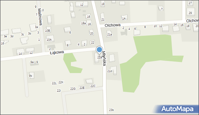 Brzezia Łąka, Młyńska, 22a, mapa Brzezia Łąka