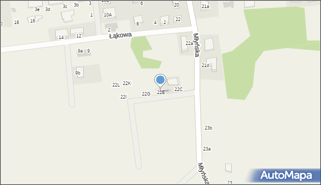 Brzezia Łąka, Młyńska, 22E, mapa Brzezia Łąka