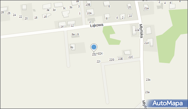 Brzezia Łąka, Młyńska, 22L, mapa Brzezia Łąka