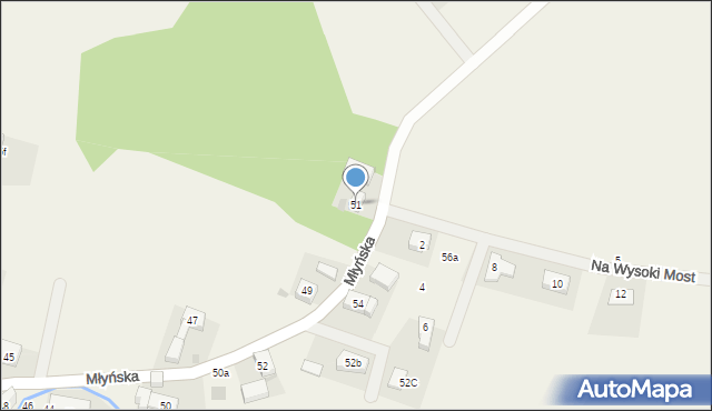 Brzezia Łąka, Młyńska, 51, mapa Brzezia Łąka