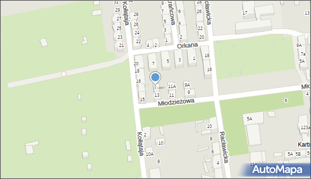 Bytom, Młodzieżowa, 13A, mapa Bytomia