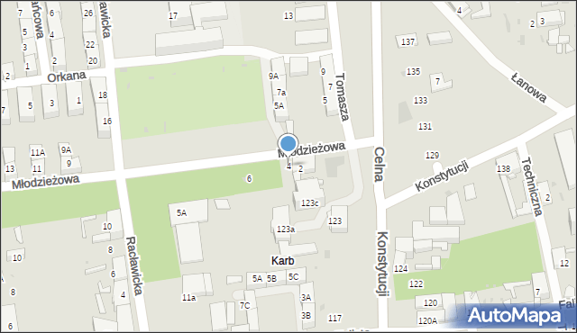 Bytom, Młodzieżowa, 4, mapa Bytomia