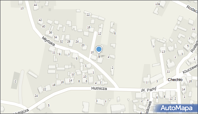 Chechło, Młyńska, 8, mapa Chechło