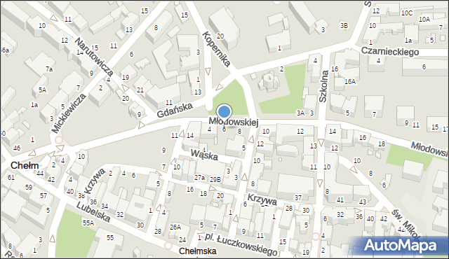 Chełm, Młodowskiej Jadwigi, 6, mapa Chełma