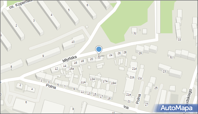 Chełmno, Młyńska, 22, mapa Chełmno