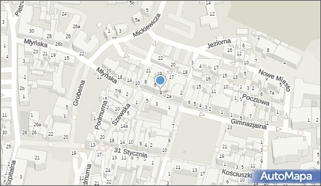 Chojnice, Młyńska, 4, mapa Chojnic