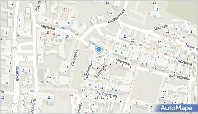 Chojnice, Młyńska, 7/9, mapa Chojnic