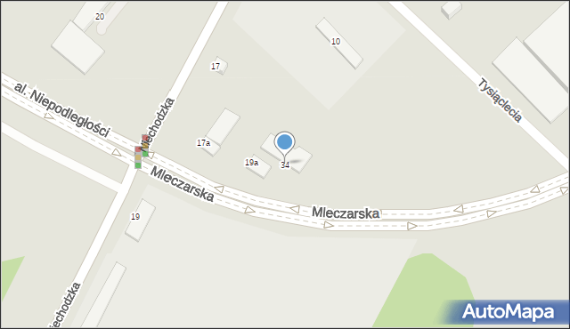 Ciechanów, Mleczarska, 34, mapa Ciechanów