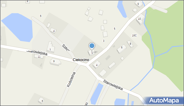 Ciekocino, Młyńska, 1, mapa Ciekocino