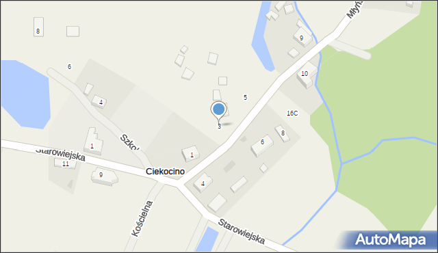 Ciekocino, Młyńska, 3, mapa Ciekocino